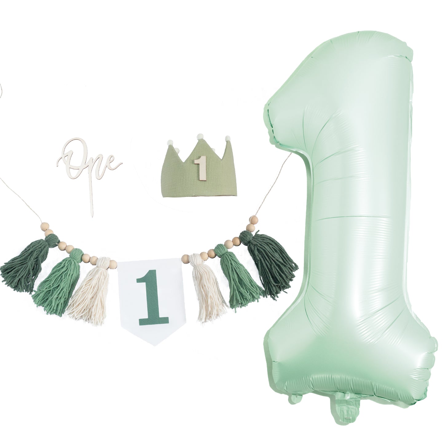 First Birthday Party Box - Green Crown